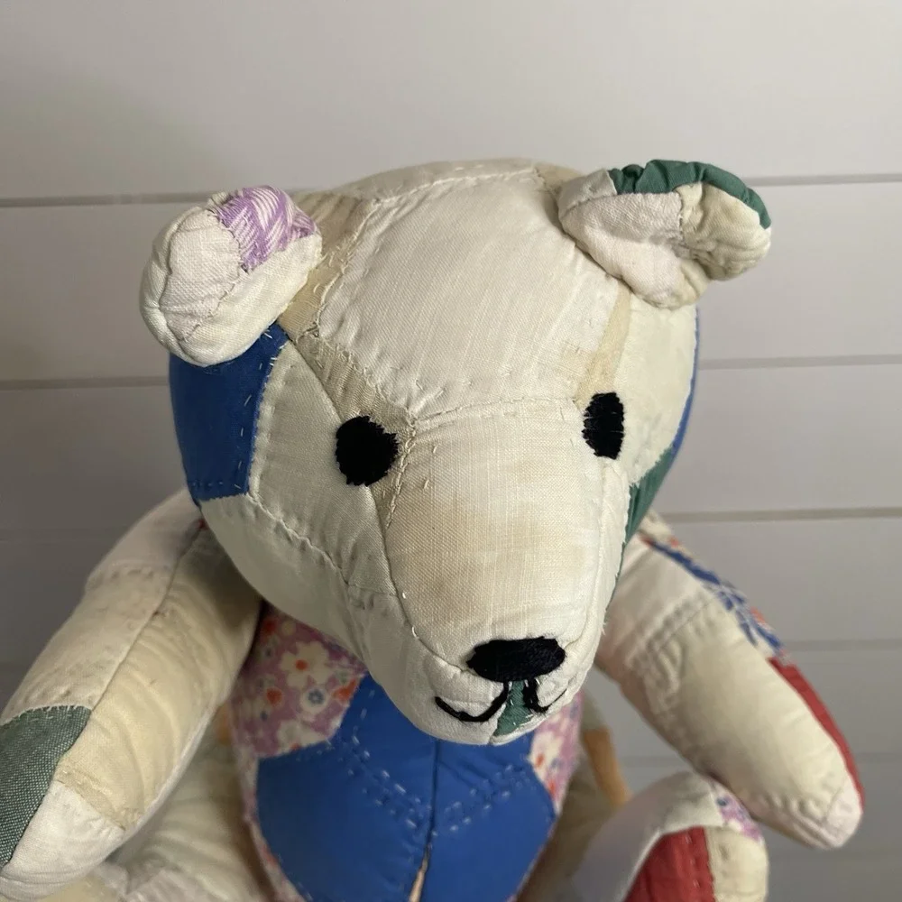 Vintage Handmade Patchwork Quilt Teddy Bear 10